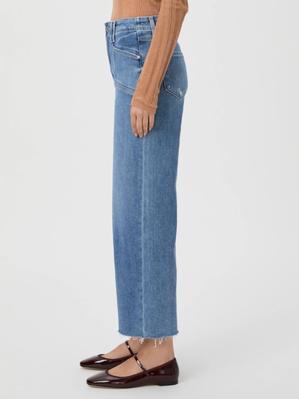 Paige Anessa High Rise Wide Leg Jean Light Wash in Sunnie Distressed Size 28 - Picture 2 of 14